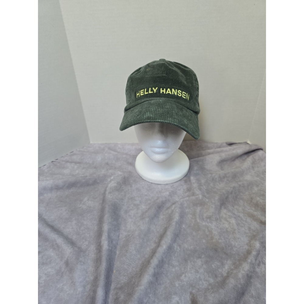 Helly Hansen Corduroy Baseball Cap Mens OS Olive Green Leather Strapback Hat